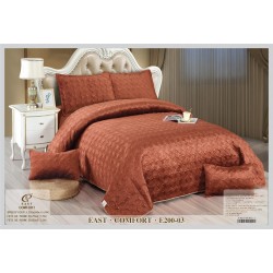 Set Cuvertura si 4 Fete de Perna din Catifea, Matlasata, Caramiziu, E200-03