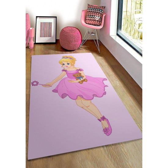 Covor Camera Copii, Antiderapant, Model cu Zana, Mov-Roz, CAM-048 Covorase educative copii 80x150