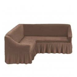 Husa Elastica si Creponata cu Volan pentru Coltar, Maro deschis, HCCV-009