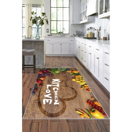 Covor Bucatarie, 80x150 cm, Maro-Multicolor, fructe, legume, CAM-017 Covoare bucatarie 80x150