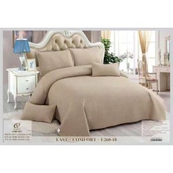Cuvertura Pat Matlasată, Policoton, Tesatura Ranforce, 5 Piese, Bej inchis, CPR-008