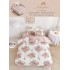 Lenjerie Finet, 4 Piese, Pat 1 persoana, cearsaf cu ELASTIC, Crem-Multicolor, flori, LOP-001