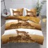 Lenjerie pat dublu, 4 piese, Bumbac Satinat Superior, Maro-Bej, leopard, LDBS-008