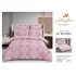 Set lenjerie de pat cu elastic, bumbac tip jacquard, 6 piese, pat 2 persoane, Roz, LDJ-017