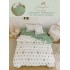 Lenjerie Finet, 4 Piese, Pat 1 persoana, cearsaf cu ELASTIC, Alb-Verde, cercuri, LOP-025
