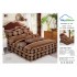 Lenjerie pat dublu, BUMBAC FINET, 6 piese, cu VOLANASE, Maro, elegant, LDV-014