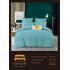 Lenjerie pat dublu, Finet Deluxe cu Smocuri Brodate, 6 piese, Bleu, LSB-027