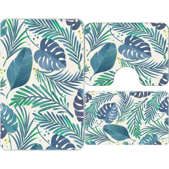 Set 3 Covorase Baie Antiderapante, Vernil, frunze, CAM-086 Set covorase baie antiderapante