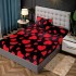 Cearsaf cu elastic COCOLINO, 180x200x25cm, plus 2 fete de perne, Negru-Rosu, inimi, HC-029