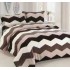 Set Lenjerie Pufoasa Cocolino cu Elastic, 4 Piese, Pat 2 Persoane, Bej-Crem, zig zag, LEC-046