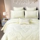 Lenjerie de pat cu elastic si pilota inclusa, bumbac tip jacquard, pat dublu, 7 piese, Crem, PJD-06 Pilote Jacquard 7 piese