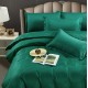 Lenjerie, pat dublu, cu ELASTIC, Damasc Finetat, 6 piese, Verde, LDS-074 Lenjerii Damasc 6 piese cu Cearsaf cu ELASTIC
