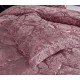 Lenjerie de pat cu elastic si pilota inclusa, bumbac tip jacquard, pat dublu, 7 piese, Roz inchis, PJD-04 Pilote Jacquard 7 piese