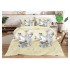 Set Lenjerie de Pat din Bumbac Satinat, 4 Piese, Pat 2 Persoane, Imprimeu 3D Identic cu Poza, Crem-Alb, flori, LSD-031