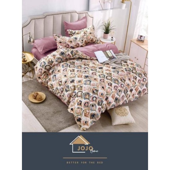 Set Lenjerie de Pat din Finet cu 2 Fete, 6 Piese, Pat 2 Persoane, Alb-Multicolor, LDF-045 Lenjerii Finet 6 piese