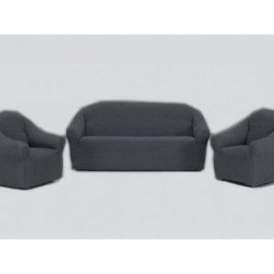 Set 4 huse creponate fara volane, pentru canapea 3 locuri, canapea 2 locuri si 2 fotolii, gri inchis, HCC-004 Huse canapea 3 locuri,2 locuri plus 2 huse fotoliu creponat fara volane
