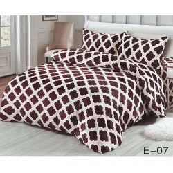 Set Lenjerie Pufoasa Cocolino cu Elastic, 4 Piese, Pat 2 Persoane, Bej-Crem, romburi, LEC-050