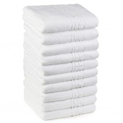 Set 10 Prosoape, Bumbac 100%, 70×130 cm, 500g, Alb, PCG-055