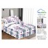 Lenjerie pat dublu, BUMBAC FINET, 6 piese, cu VOLANASE, Alb, flori, LDV-016