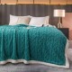 Patura Cocolino cu Blanita, Model Tricotat, Pat 2 Persoane, 200x230 cm, Turquoise, PCT-013 Patura cu Blanita tip Tricotaj