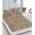 Cearșaf Cocolino cu Elastic 180x200 cm + 2 Fețe de Pernă – Model Leopard, Culoare Bej-Maroniu, HC-006
