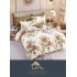 Set Lenjerie de pat din Finet Gros, Cearceaf cu ELASTIC, 6 Piese, Pat 2 Persoane, Crem-Multicolor, flori, LDE-015