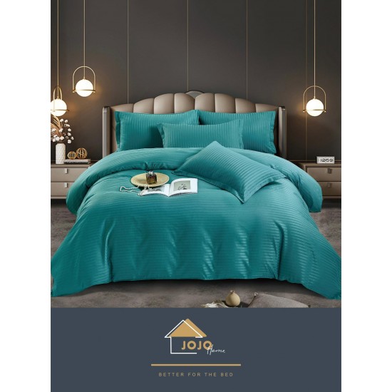Lenjerie pat dublu, Damasc Finetat, 6 piese, Jojo, Turquoise, LDS-019 Lenjerii damasc 6 piese