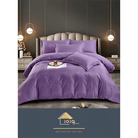 Lenjerie pat dublu, Damasc, 6 piese, Jojo, Mov, LDS-040 Lenjerii damasc 6 piese