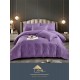 Lenjerie pat dublu, Damasc, 6 piese, Jojo, Mov, LDS-040 Lenjerii damasc 6 piese