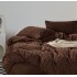 Lenjerie pat dublu, Super Pufoasa, din Blanita artificiala de Iepure, 4 piese, Maro, LCE-005