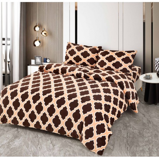 Lenjerie pat dublu, Super Pufoasa COCOLINO, 4 piese, Maro-Bej, LDC-077 Lenjerii cocolino 4 piese