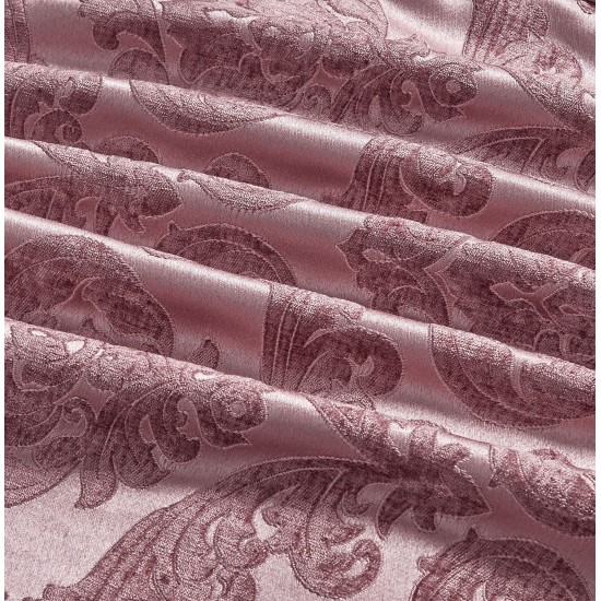 Lenjerie de pat cu elastic si pilota inclusa, bumbac tip jacquard, pat dublu, 7 piese, Roz inchis, PJD-04 Pilote Jacquard 7 piese