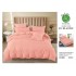 Lenjerie pat dublu, BUMBAC FINET, 6 piese, cu ELASTIC, UNI, Roz, LFU-006