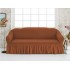 Husa Creponata cu Volan pentru Canapea 3 Locuri, Mustar inchis, HCV-016