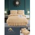 Lenjerie pat dublu, BUMBAC FINET, 6 piese, cu volanase, Jojo, Bej, LVU-014