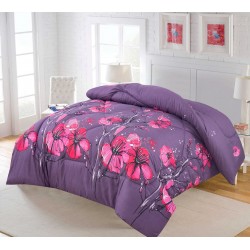 Pilota Matlasata 200x230 cm, Mov-Roz, flori, PPL-004