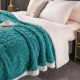 Patura Cocolino cu Blanita, Model Tricotat, Pat 2 Persoane, 200x230 cm, Turquoise, PCT-013 Patura cu Blanita tip Tricotaj