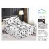 Lenjerie pat dublu, BUMBAC FINET, 6 piese, cu VOLANASE, Alb, pene paun, LDV-022