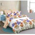Lenjerie pat dublu, 4 piese, Bumbac Satinat Superior, Alb-Multicolor, flori, LDBS-052