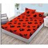 Cearsaf cu elastic COCOLINO, 180x200x25cm, plus 2 fete de perne, Rosu-Negru, inimi, HC-078