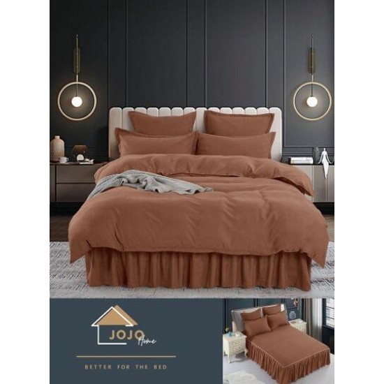 Lenjerie pat dublu, BUMBAC FINET, 6 piese, cu volanase, Jojo, Maro, LVU-001 lenjerii finet 6 piese cu volanase uni