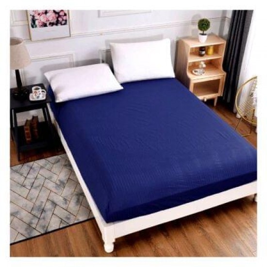 Cearșaf cu elastic 180x200 cm din damasc finetat–albastru, LFD-002 Huse Damasc