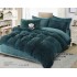 Lenjerie Fluffy Verde inchis 6 Piese Pat Dublu – Moale, Călduroasă și Elegantă, LCF-001