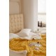 Patura Cocolino cu Blanita, Model Tricotat, Pat 2 Persoane, 200x230 cm, Galben, PCT-006 Patura cu Blanita tip Tricotaj