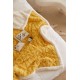 Patura Cocolino cu Blanita, Model Tricotat, Pat 2 Persoane, 200x230 cm, Galben, PCT-006 Patura cu Blanita tip Tricotaj