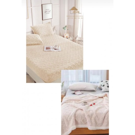 Set Patura Cu Blanita, Cu Cearsaf, Cu Elastec, Plus 2 Fete De Perna, crem Paturi