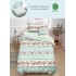 Lenjerie Finet, 4 Piese, Pat 1 persoana, cearsaf cu ELASTIC, Verde-Multicolor, flori, LOP-038