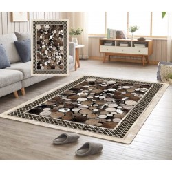 Covor Antiderapant 80x150cm, Maro-Crem, buline, CAM-068