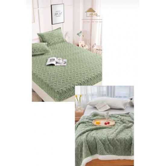 Set Patura Cu Blanita, Cu Cearsaf, Cu Elastec, Plus 2 Fete De Perna, verde Paturi