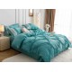 Lenjerie pat dublu finet 6 piese cu pliuri, inimioare și broderie-verde menta, LIB-023 Lenjerii cu Pliuri